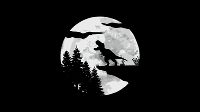 Roaring T Rex Under the Moonlight  Dinosaur Night Sky Scene