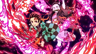 Epic Demon Slayer Kimetsu no Yaiba 4K Background Fiery Battles and Stunning Art