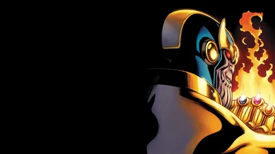 Thanos Illustration HD Wallpaper Marvel Villain in Gold on Black Background  Free Download for Desktop  Mobile