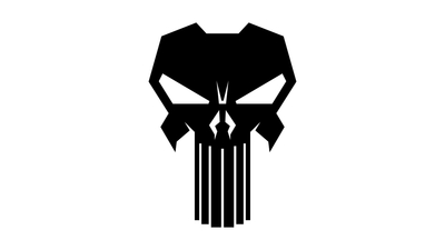 Menacing Punisher Logo on Clean White Background  Symbol of Justice and Vengeance