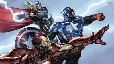 HD Avengers Wallpaper Thor Captain America Iron Man in Stunning Illustration  Free Download for Desktop  Mobile