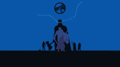 Mighty Thor Minimalist Illustration Asgardian God in Artistic Style