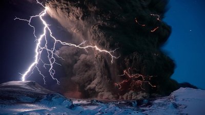 Captivating 1080p HD Wallpaper Thunderstorm Lightning Snowy Mountains