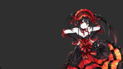 Tokisaki Kurumi Stunning 1080p HD Wallpaper for Date A Live Fans with Red Theme and Copy Space