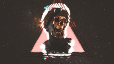 HD Wallpaper Skull Painting Vaporwave Statue Digital Art in Space Night  Free Download 1080p HD Desktop Backgrounds