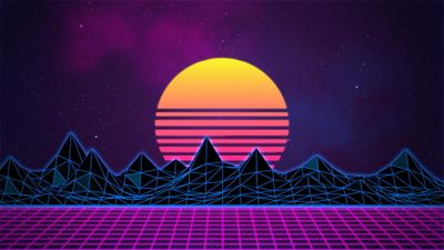 Vaporwave HD Wallpaper Sun Mountains Night Sky  Space  Nature Travel Destinations