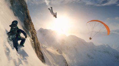 4K HD Wallpaper Person Paragliding in Steep Mountains  Video Game Inspired