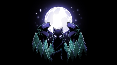 Majestic Wolves Howling under the Full Moon  Nature Inspired Wallpaper